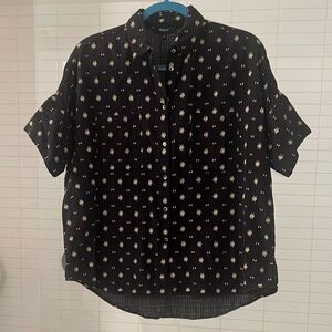 Madewell Courier Shirt - Black Orsa Print - Size Small